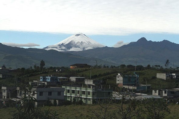 mountain behind houses