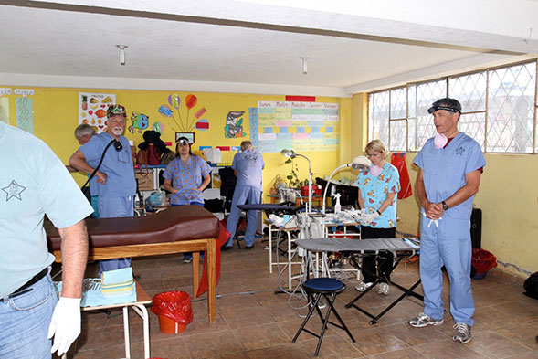 classroom refitted into a dental area