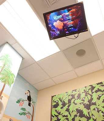 Tv at the top with easy access for patients