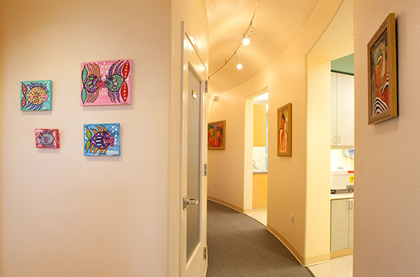 Hallway with doors open