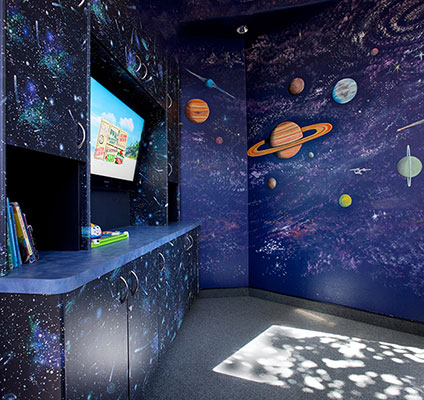 room painted with planets and stars