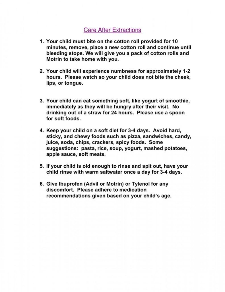 after extractions homecare instructions