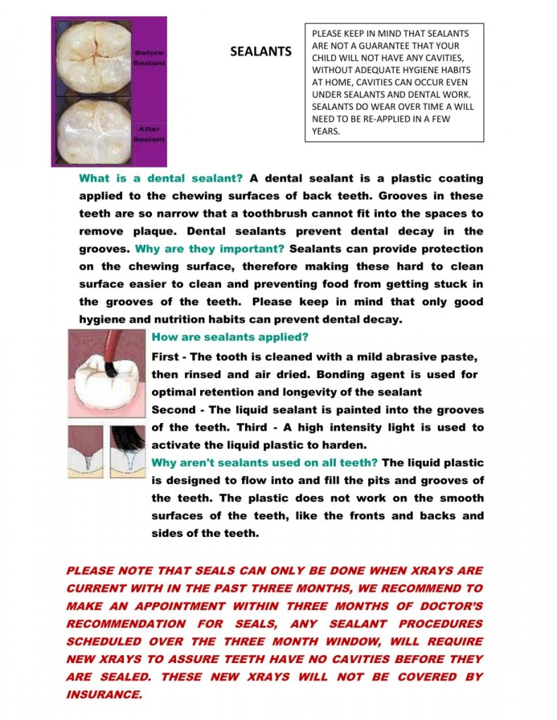 before sealants homecare instructions
